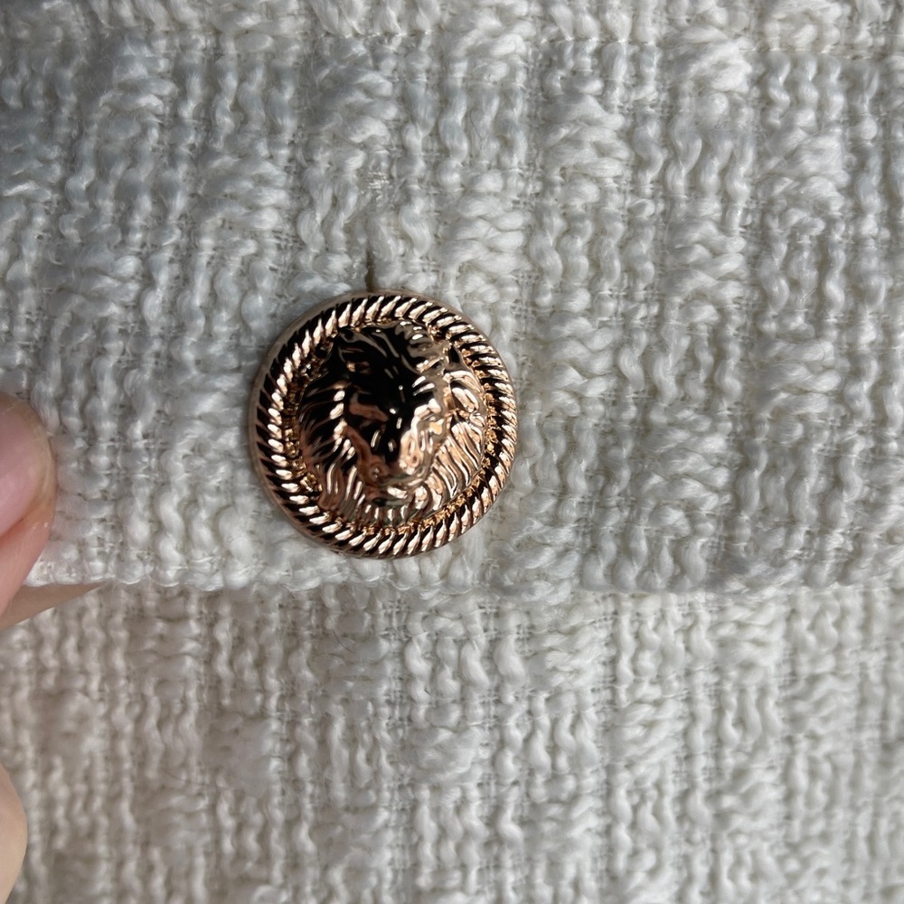 New AQUA
Tweed Short Sleeve Mini Dress Cream Tweed Dress with Gold Buttons - Picture 14 of 16